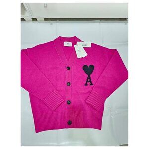 AMI Paris Wool Cardigan Size L - Oversize, Heart Logo